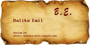 Balika Emil névjegykártya